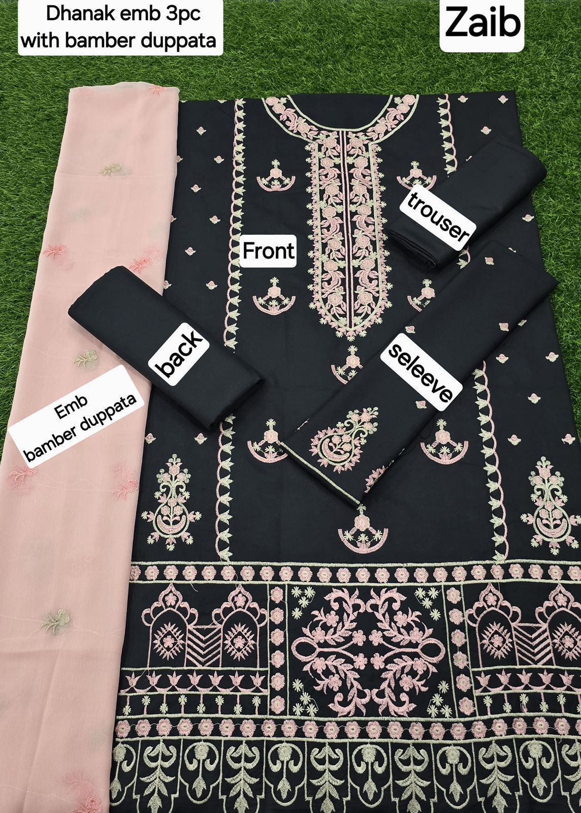 ZAIB DHANAK EMB 3pc WITH BAMBER EMB DUPPATA