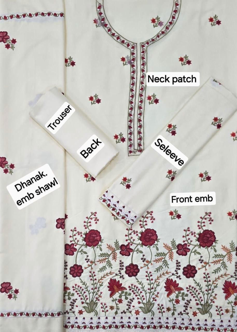 CROSSSTICH DHANAK EMB 3pc WITH DHANAK EMB DUPPATA