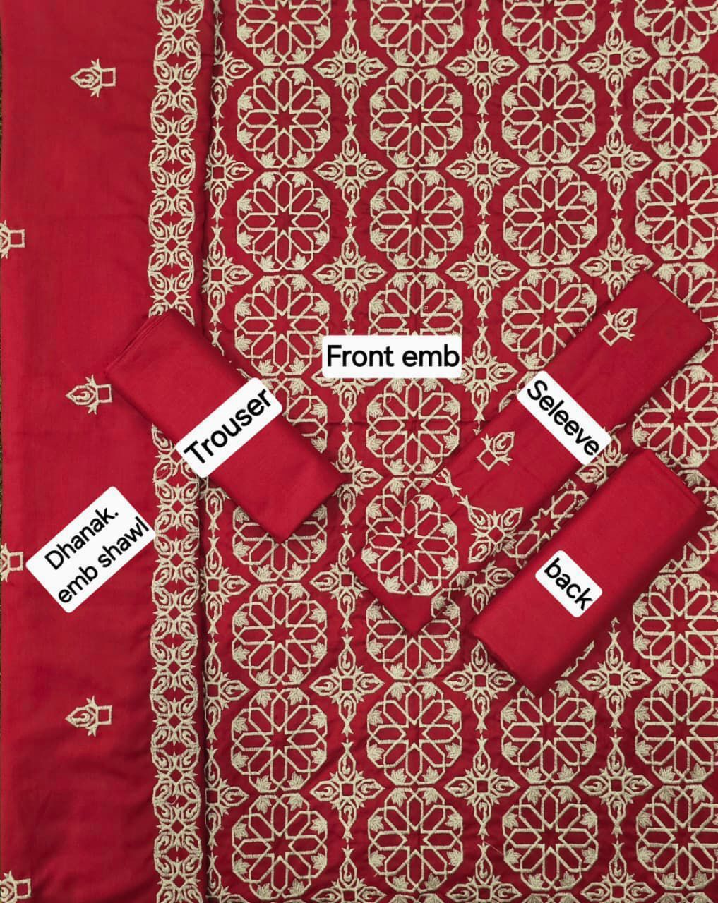 BAREEZE DHANAK EMB 3pc WITH DHANAK EMB DUPPATA