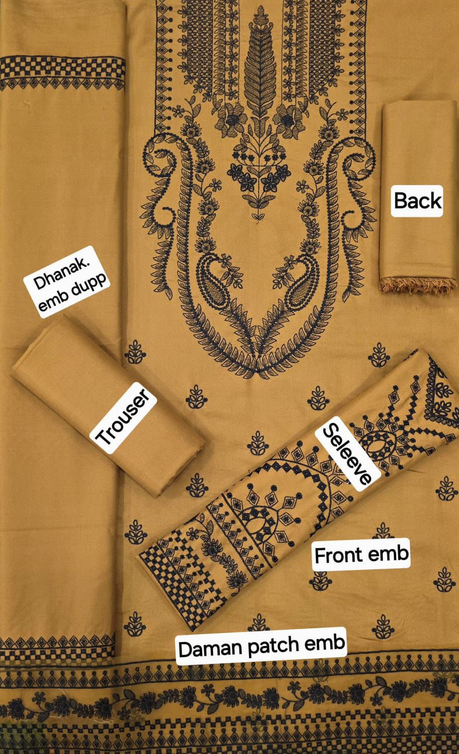 BAROQUE DHANAK EMB 3pc WITH DHANAK EMB DUPPATA