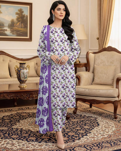 DHANAK PRINTED 3pc With WOOL SHAWL