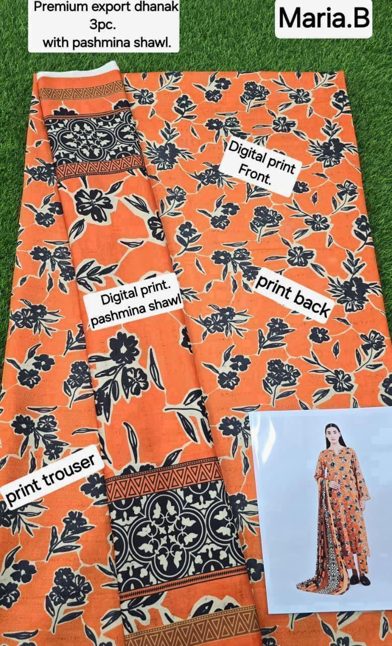 DHANAK PRINTED 3pc With WOOL SHAWL