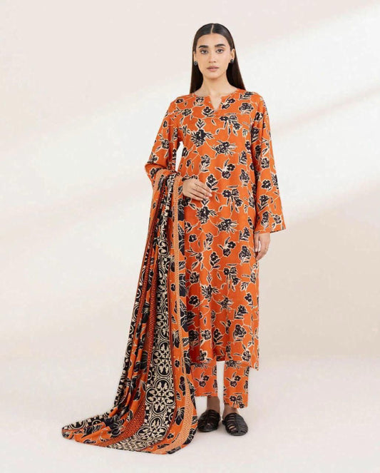 DHANAK PRINTED 3pc With WOOL SHAWL