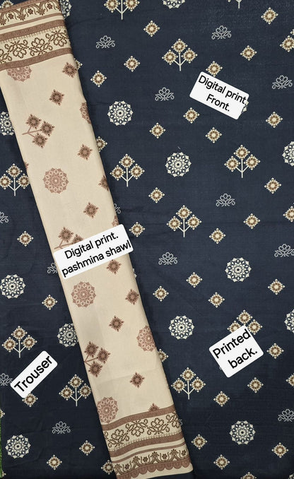 DHANAK PRINTED 3pc With PASHMINA SHAWL