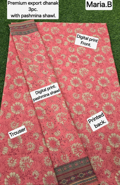 DHANAK PRINTED 3pc With PASHMINA SHAWL