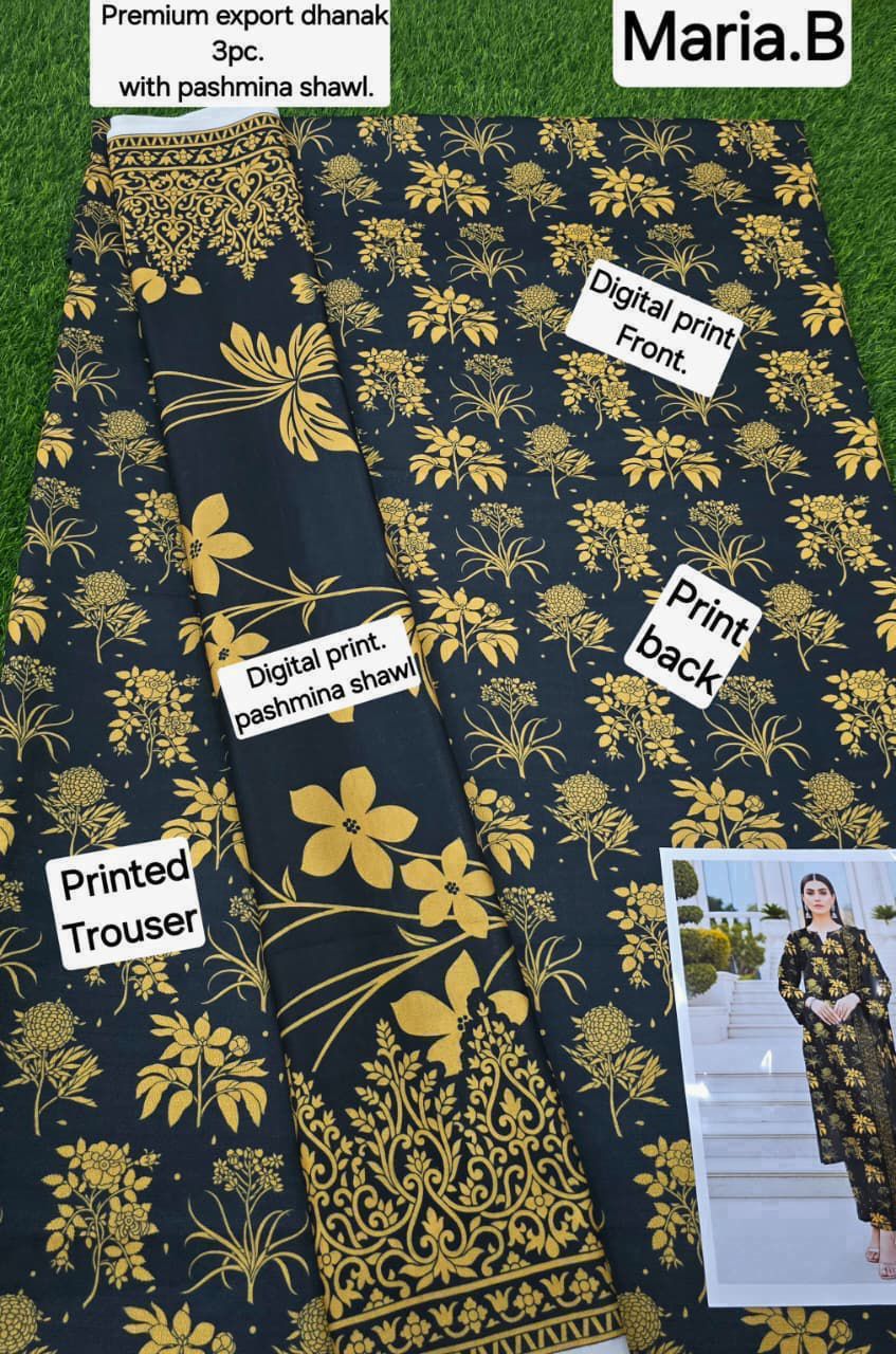 DHANAK PRINTED 3pc With PASHMINA SHAWL