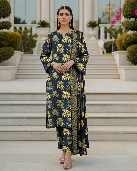 DHANAK PRINTED 3pc With PASHMINA SHAWL