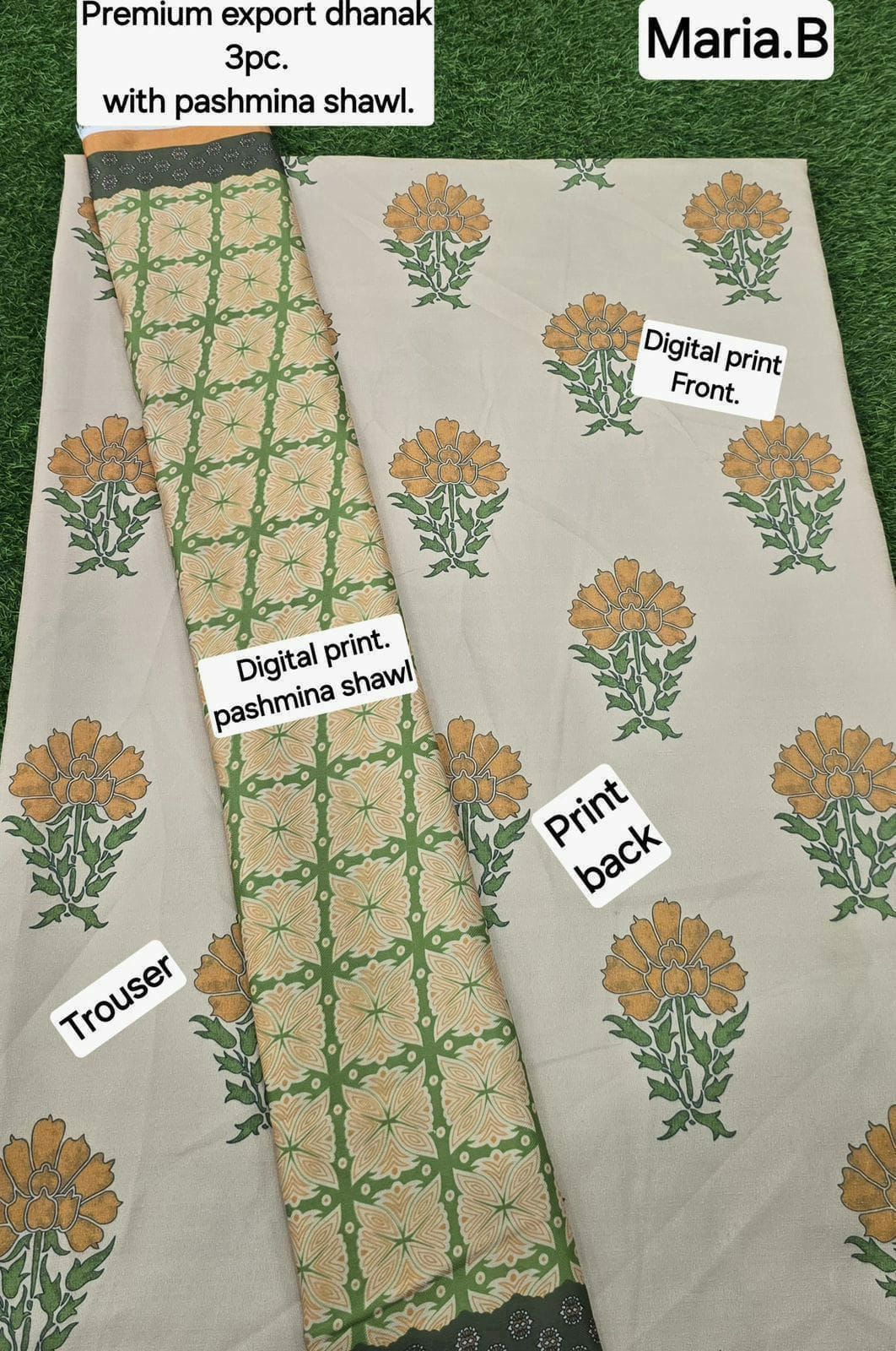 DHANAK PRINTED 3pc With PASHMINA SHAWL