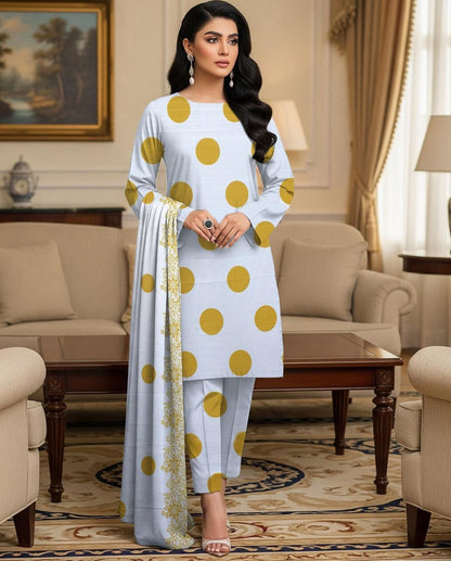 DHANAK PRINTED 3pc With WOOL SHAWL