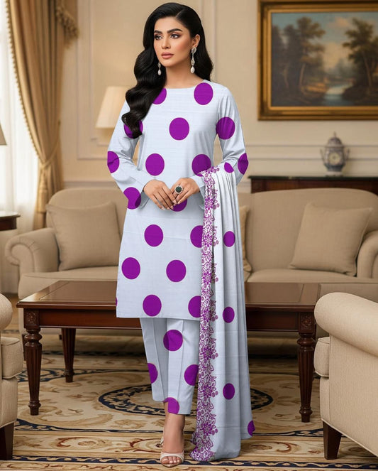 DHANAK PRINTED 3pc With WOOL SHAWL