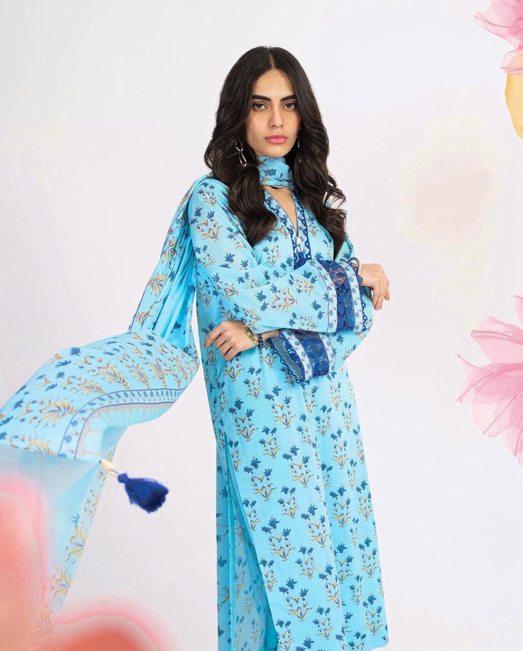 DHANAK PRINTED 3pc With WOOL SHAWL