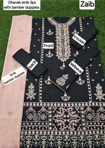 ZAIB DHANAK EMB 3pc WITH BAMBER EMB DUPPATA