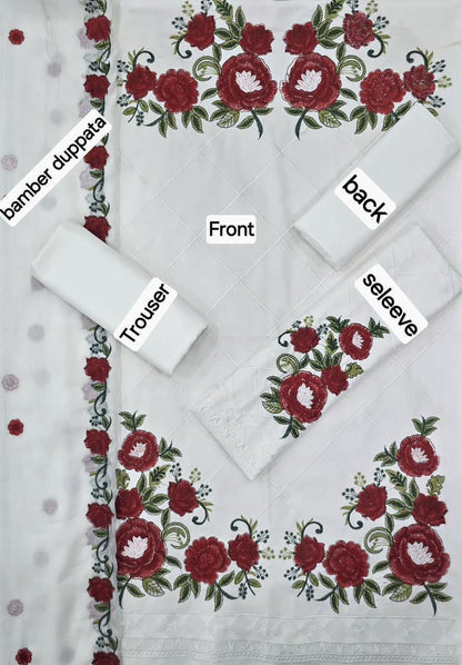 CHARIZMA DHANAK EMB 3pc WITH BAMBER EMB DUPPATA