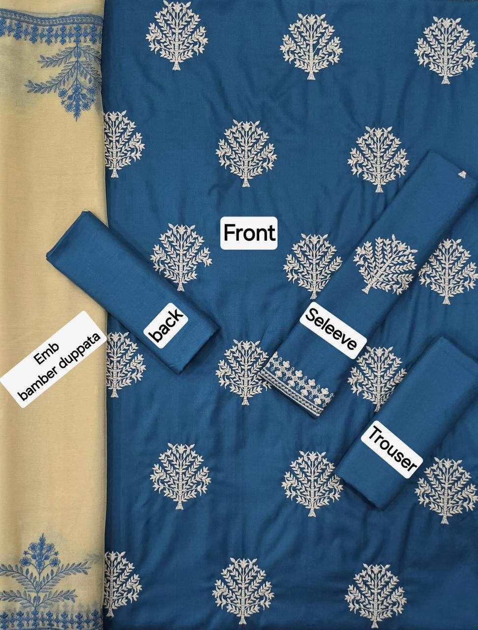 TAWAKKAL DHANAK EMB 3pc WITH BAMBER EMB DUPPATA