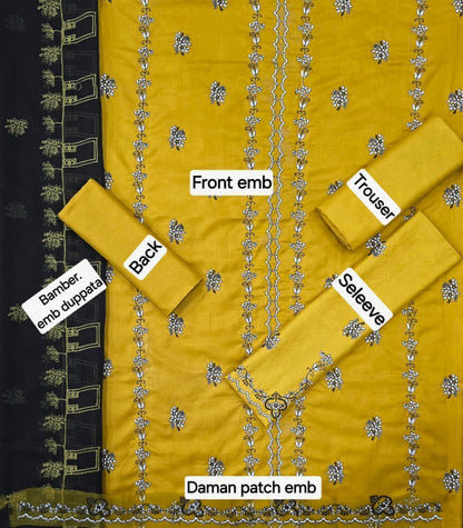 BINILYAS DHANAK EMB 3pc WITH BAMBER EMB DUPPATA