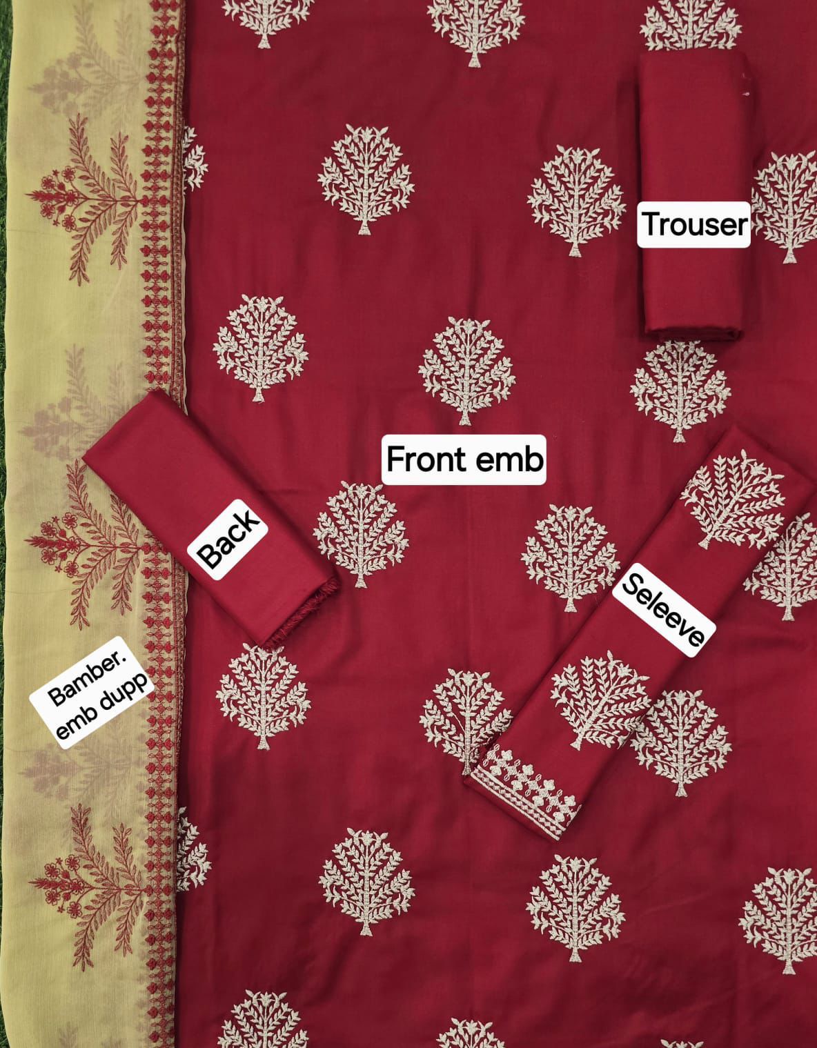 TAWAKKAL DHANAK EMB 3pc WITH BAMBER EMB DUPPATA