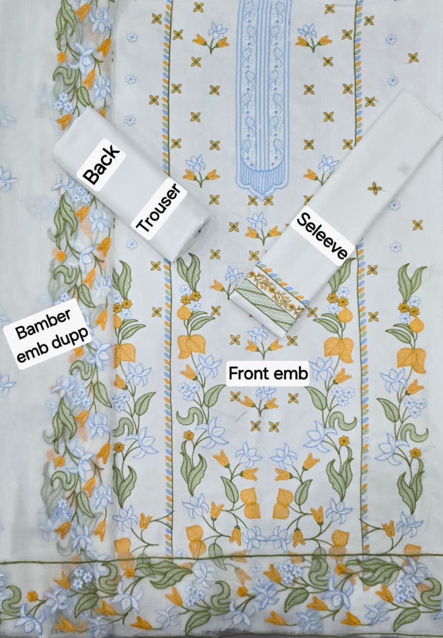 ZAHA DHANAK EMB 3pc WITH BAMBER EMB DUPPATA