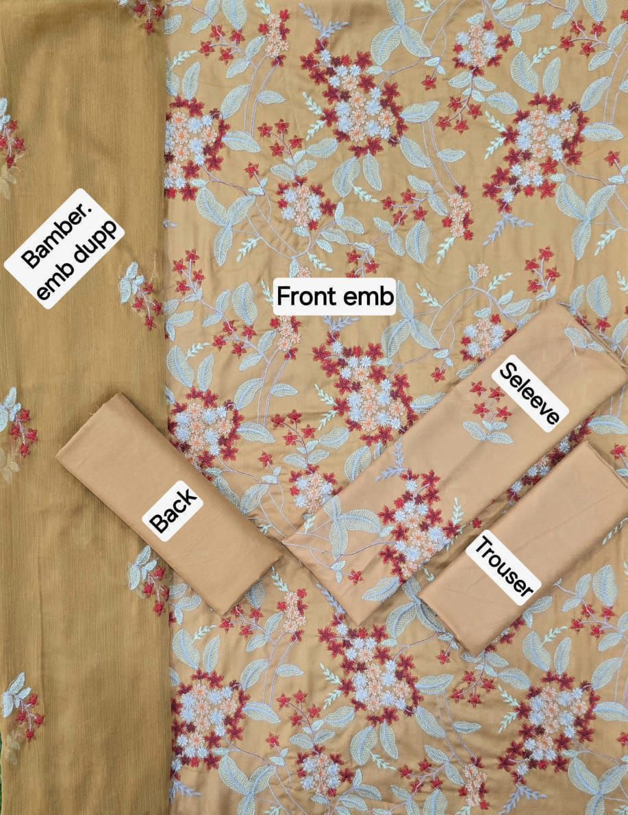 BAREEZE DHANAK EMB 3pc WITH BAMBER EMB DUPPATA