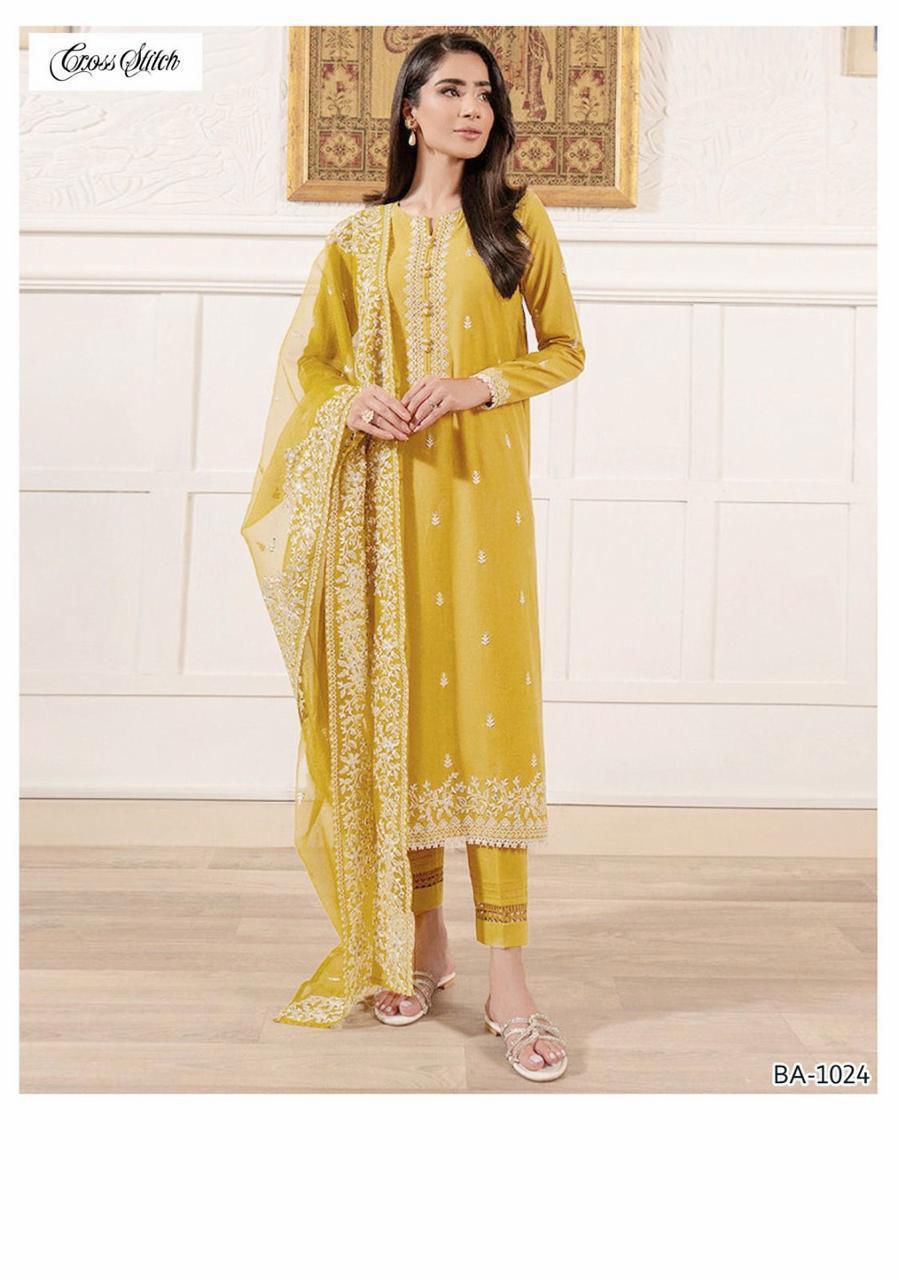 CROSSSTICH DHANAK EMB 3pc WITH BAMBER EMB DUPPATA