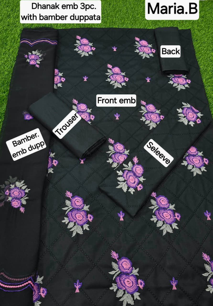 MARIA.B DHANAK EMB 3pc WITH BAMBER EMB DUPPATA