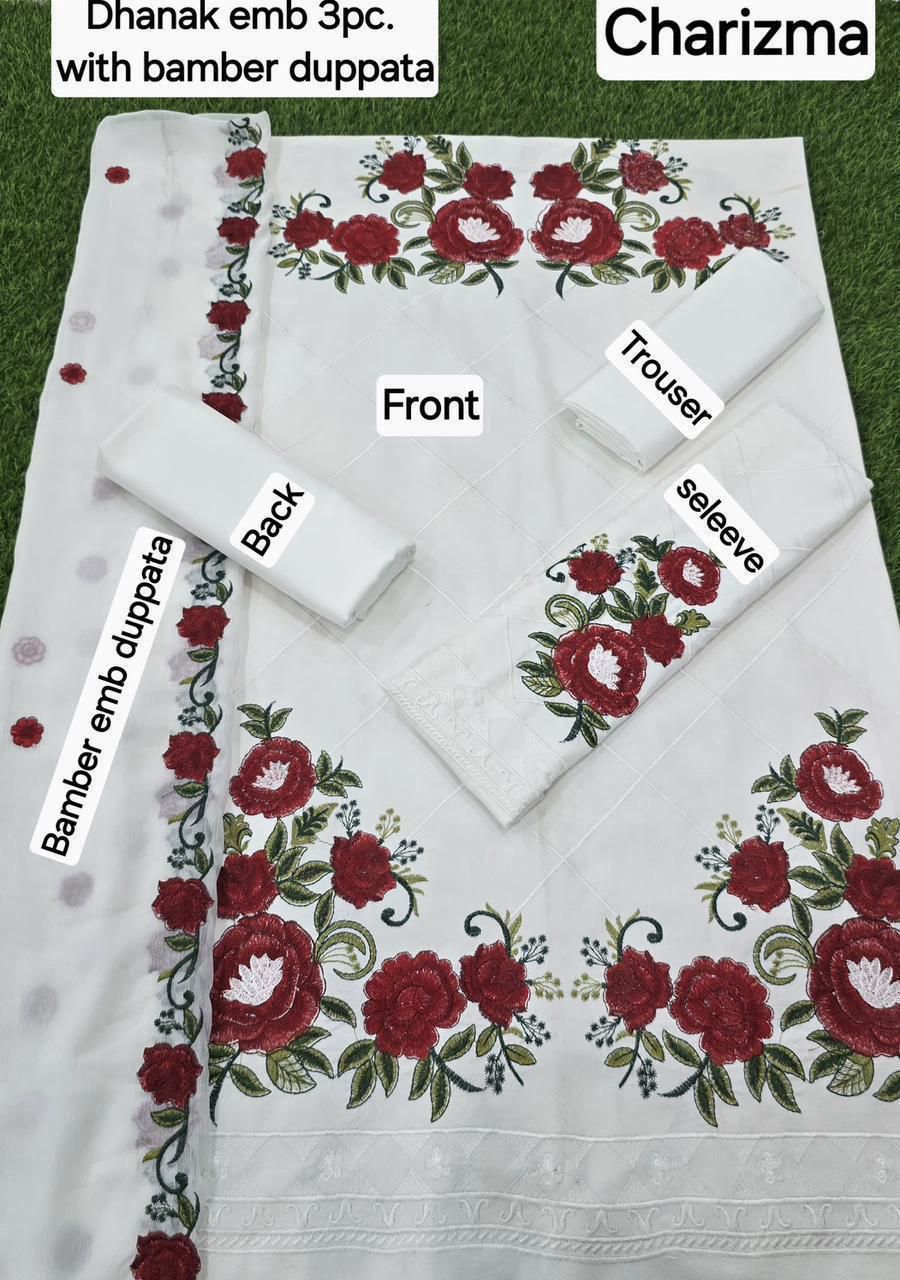 CHARIZMA DHANAK EMB 3pc WITH BAMBER EMB DUPPATA