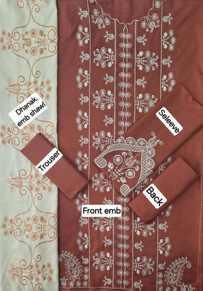 IZNIK DHANAK EMB 3pc WITH DHANAK EMB DUPPATA