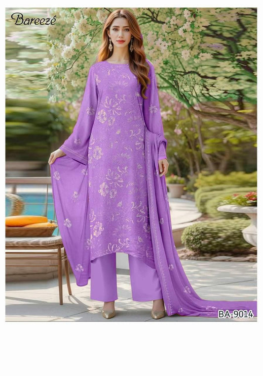 BAREEZE DHANAK EMB 3pc WITH DHANAK EMB DUPPATA