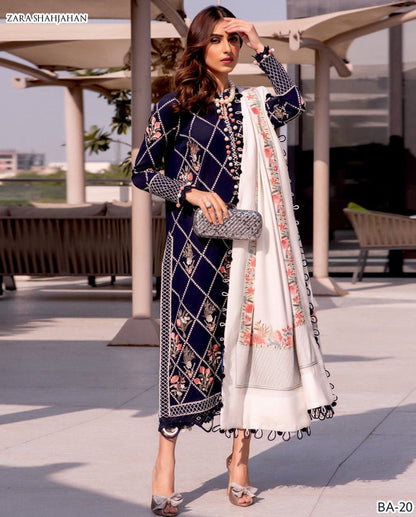 ZARA SHAHJAHAN DHANAK EMB 3pc WITH DHANAK EMB DUPPATA