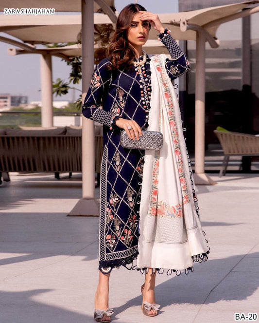 ZARA SHAHJAHAN DHANAK EMB 3pc WITH DHANAK EMB DUPPATA