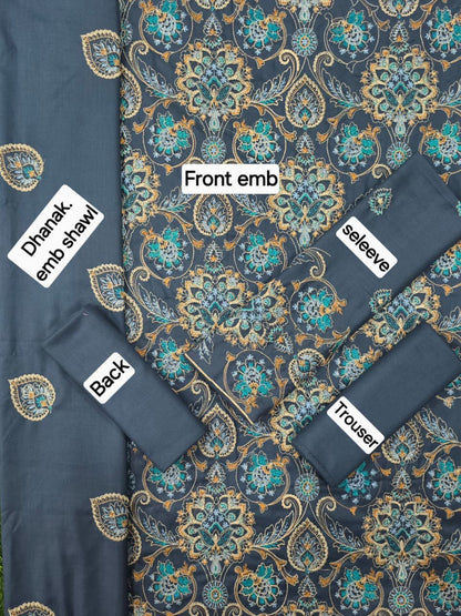 BAREEZE DHANAK EMB 3pc WITH DHANAK EMB DUPPATA