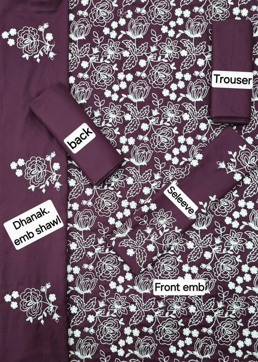 BAREEZE DHANAK EMB 3pc WITH DHANAK EMB DUPPATA