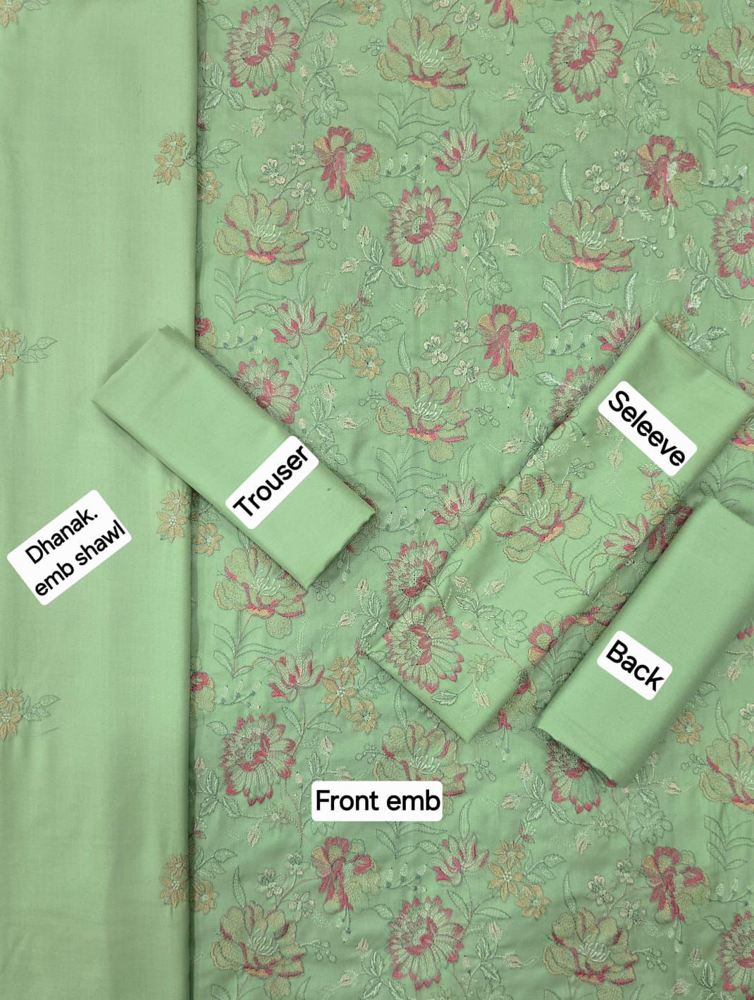 BAREEZE DHANAK EMB 3pc WITH DHANAK EMB DUPPATA