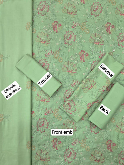 BAREEZE DHANAK EMB 3pc WITH DHANAK EMB DUPPATA