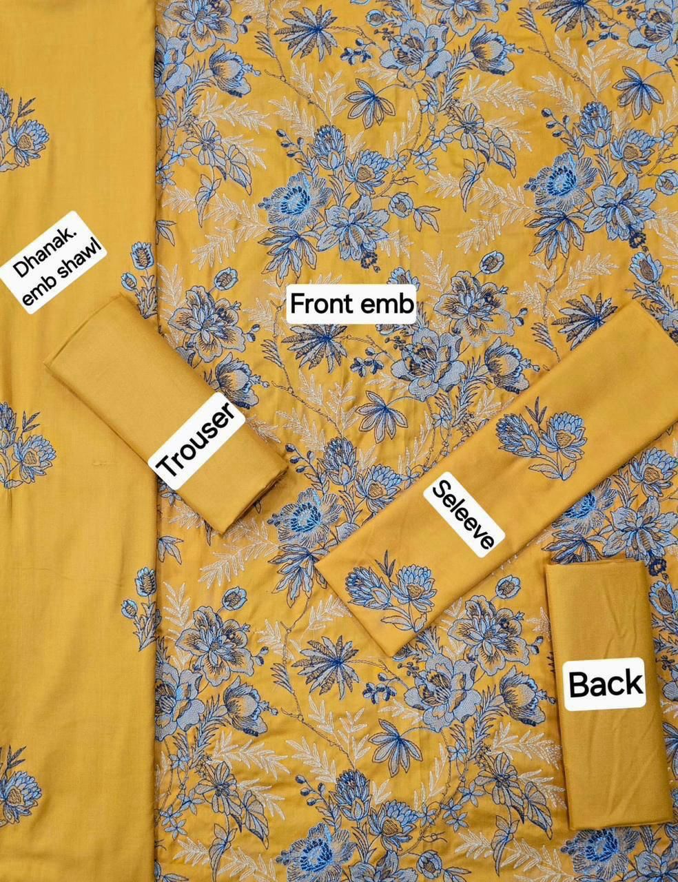 BAREEZE DHANAK EMB 3pc WITH DHANAK EMB DUPPATA
