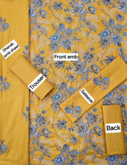 BAREEZE DHANAK EMB 3pc WITH DHANAK EMB DUPPATA