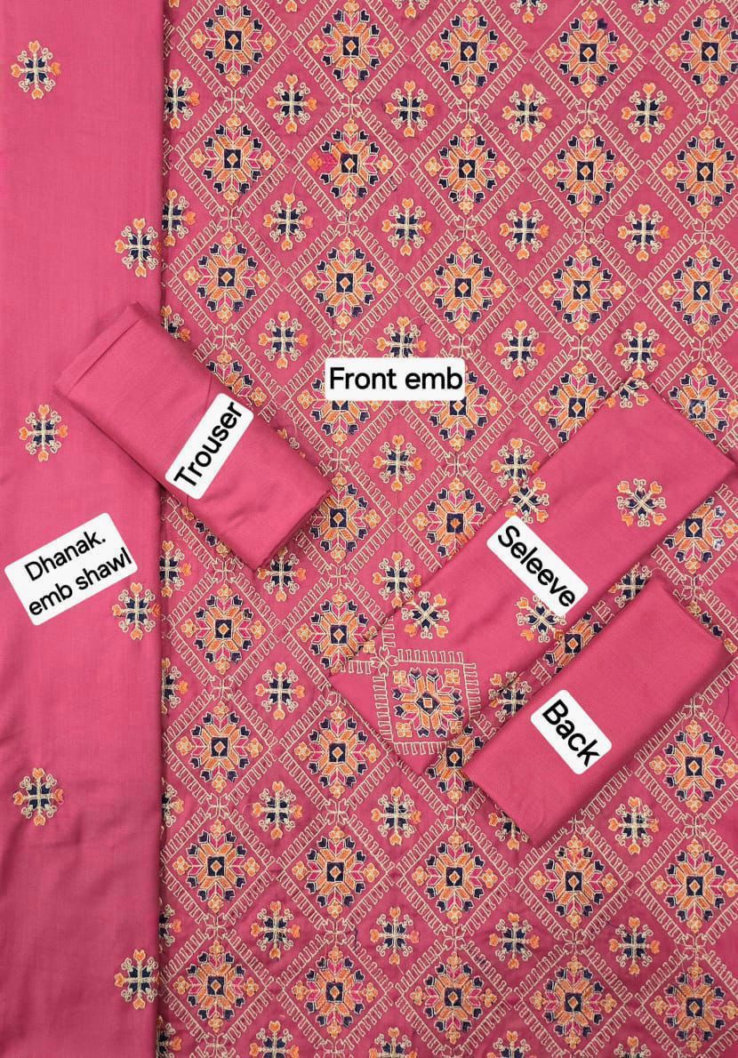 BAREEZE DHANAK EMB 3pc WITH DHANAK EMB DUPPATA