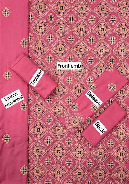 BAREEZE DHANAK EMB 3pc WITH DHANAK EMB DUPPATA