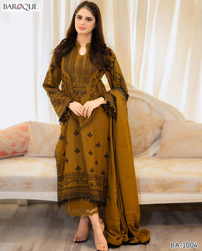 BAROQUE DHANAK EMB 3pc WITH DHANAK EMB DUPPATA