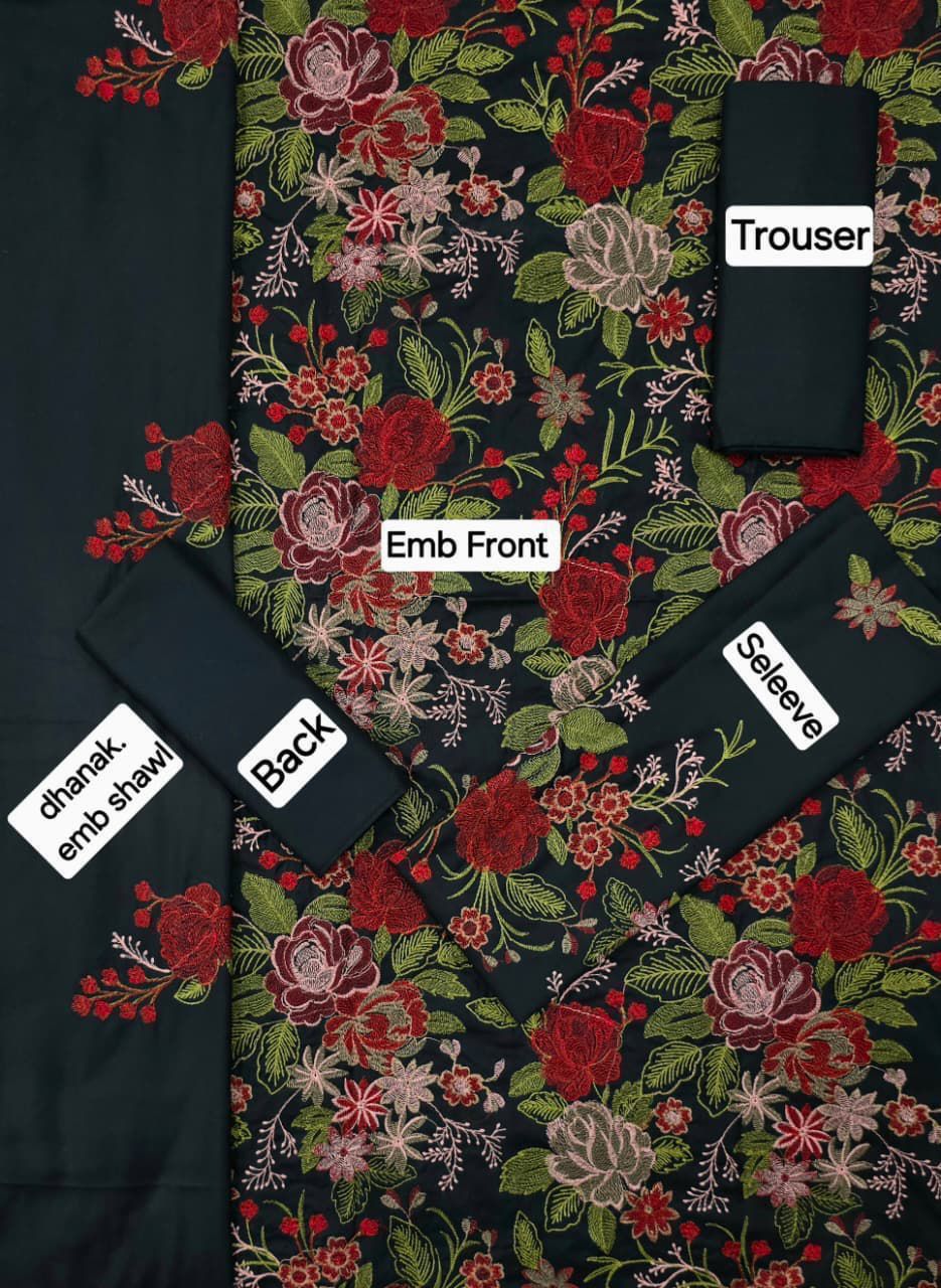 ZAIB DHANAK EMB 3pc WITH DHANAK EMB DUPPATA