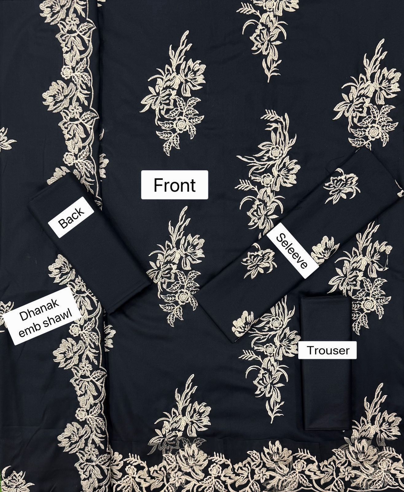 ADAN'S LIBAS DHANAK EMB 3pc WITH DHANAK EMB DUPPATA