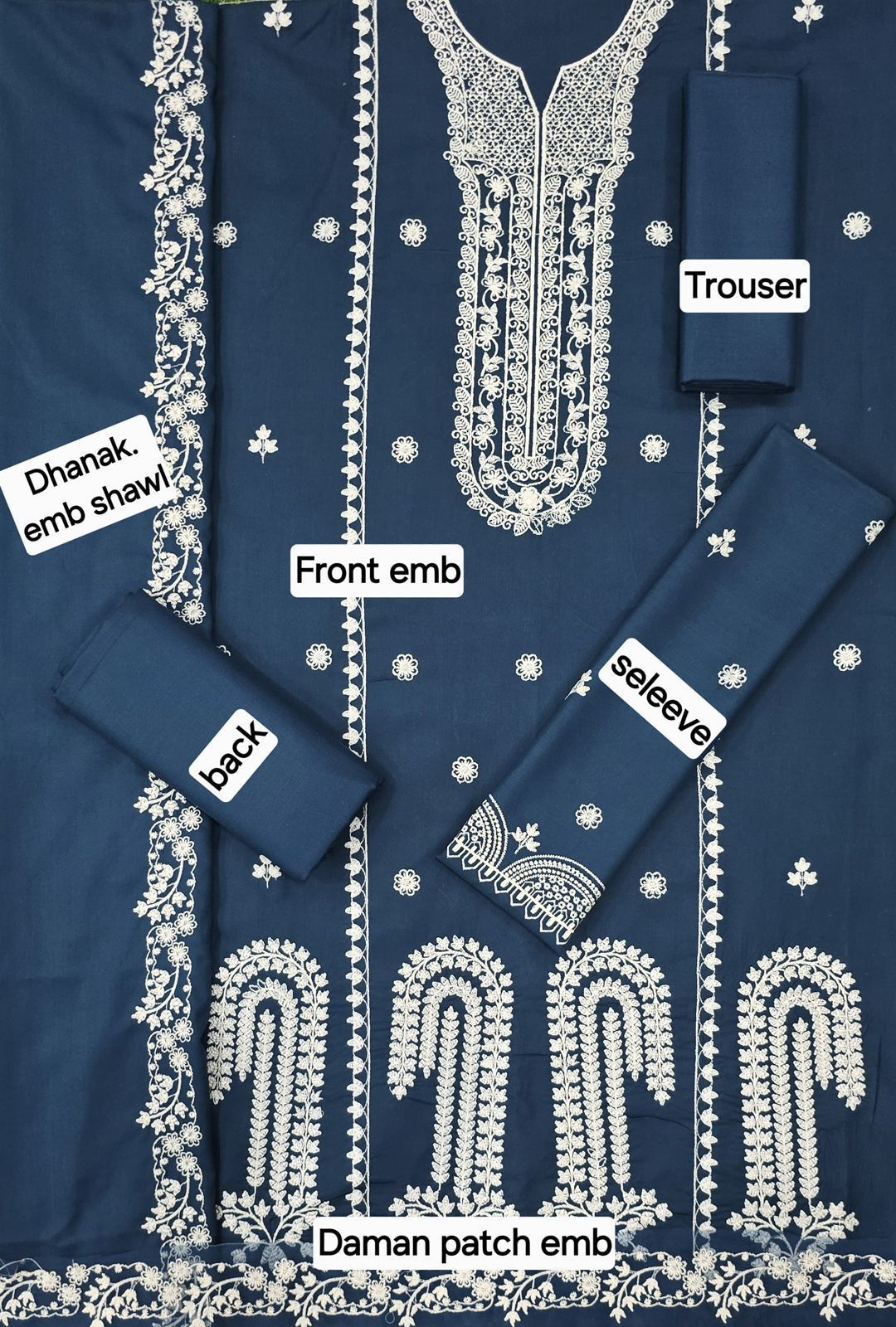 ZAIB DHANAK EMB 3pc WITH DHANAK EMB DUPPATA