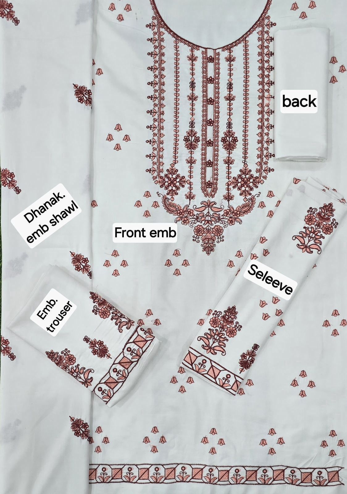 LIMELIGHT DHANAK EMB 3pc WITH DHANAK EMB DUPPATA