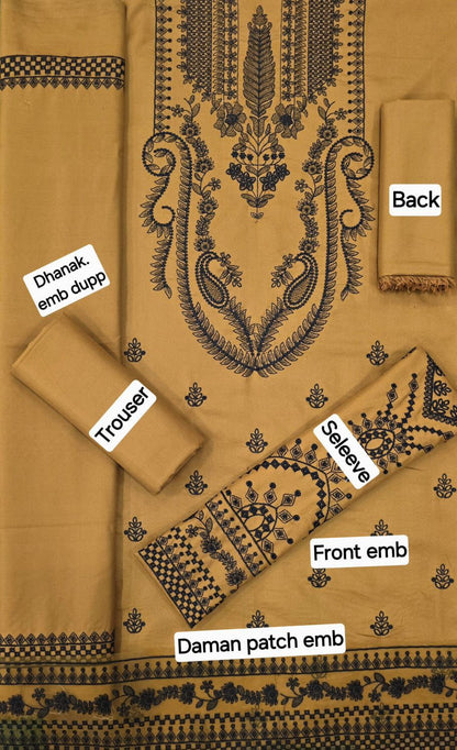 BAROQUE DHANAK EMB 3pc WITH DHANAK EMB DUPPATA