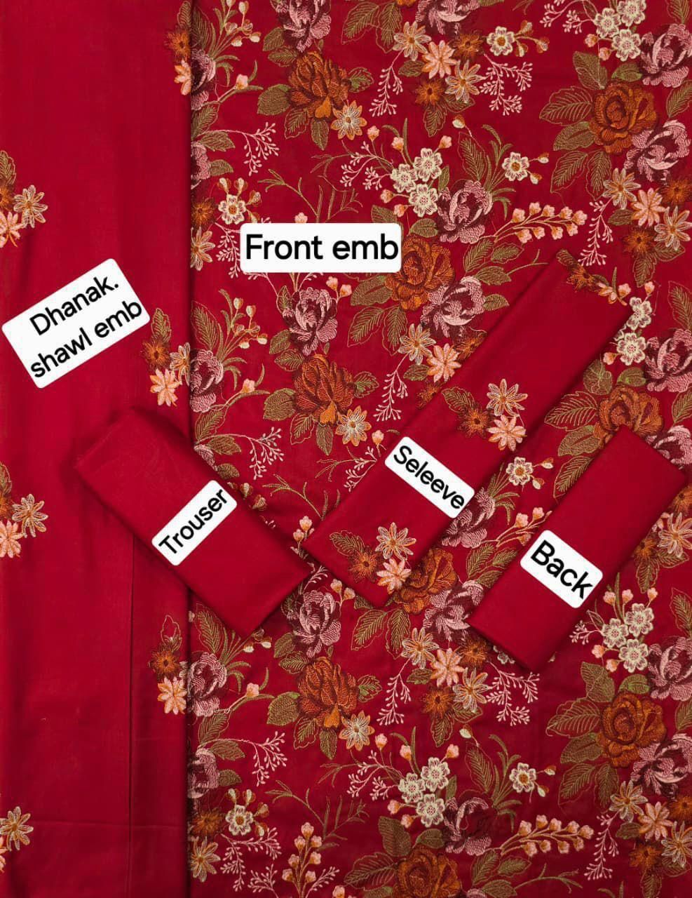 BAREEZE DHANAK EMB 3pc WITH DHANAK EMB DUPPATA