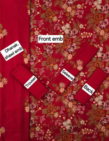 BAREEZE DHANAK EMB 3pc WITH DHANAK EMB DUPPATA