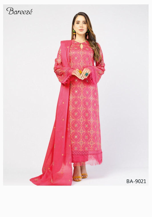 BAREEZE DHANAK EMB 3pc WITH DHANAK EMB DUPPATA