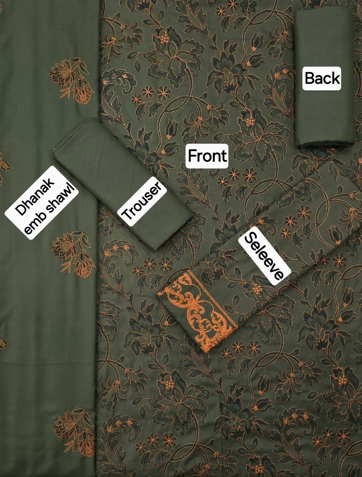 BAREEZE DHANAK EMB 3pc WITH DHANAK EMB DUPPATA