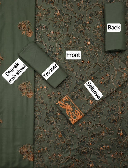BAREEZE DHANAK EMB 3pc WITH DHANAK EMB DUPPATA