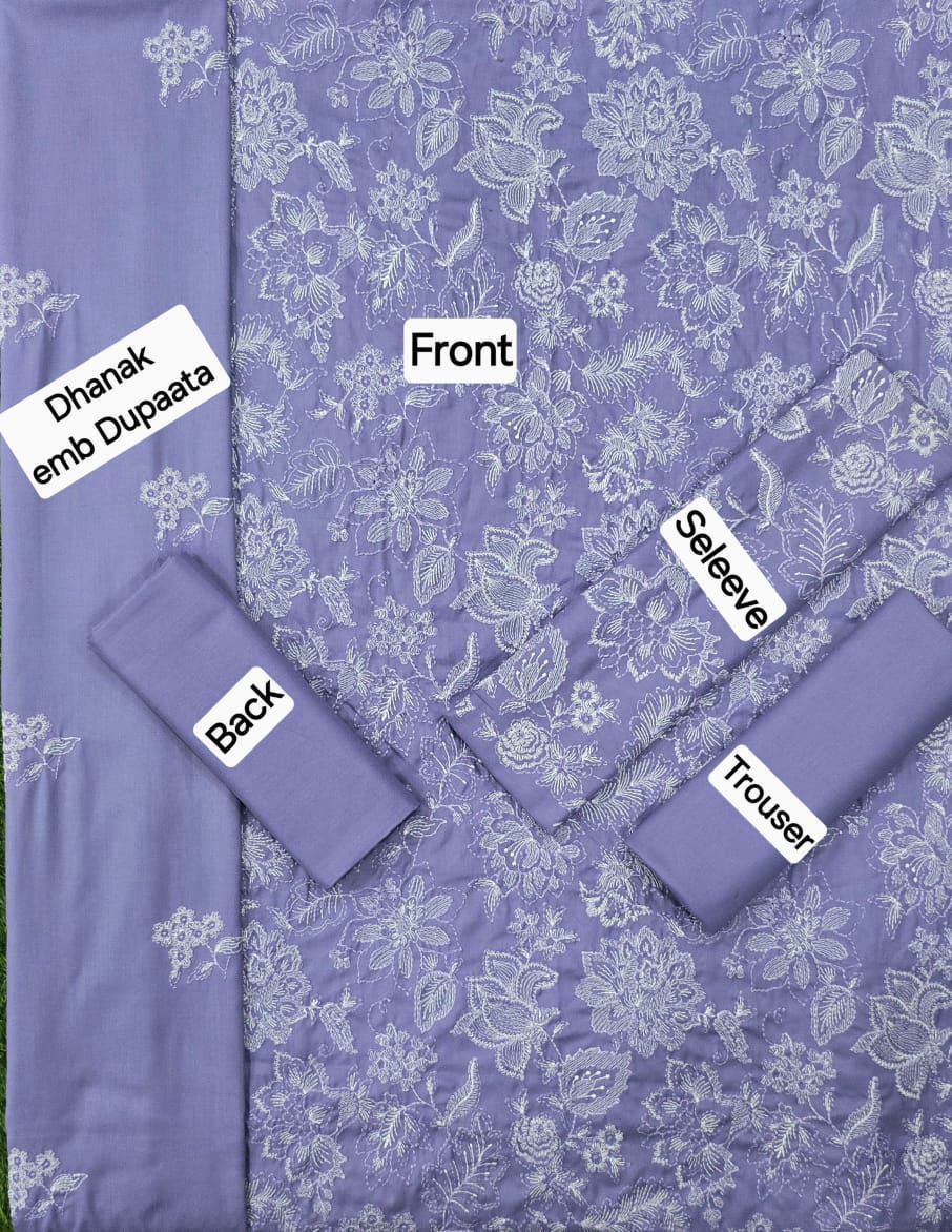 BAREEZE DHANAK EMB 3pc WITH DHANAK EMB DUPPATA
