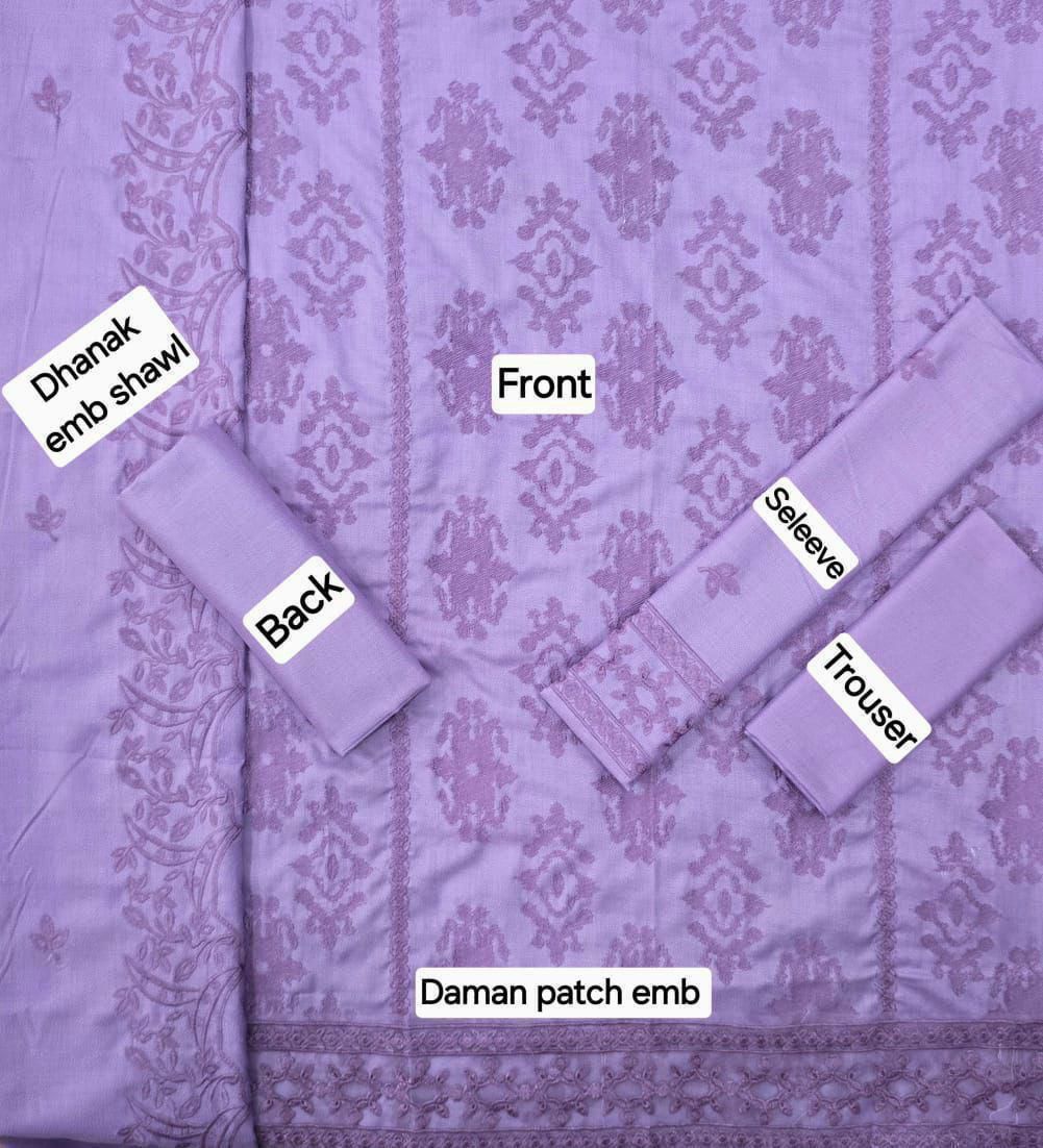 RANG RASIA DHANAK EMB 3pc WITH DHANAK EMB DUPPATA